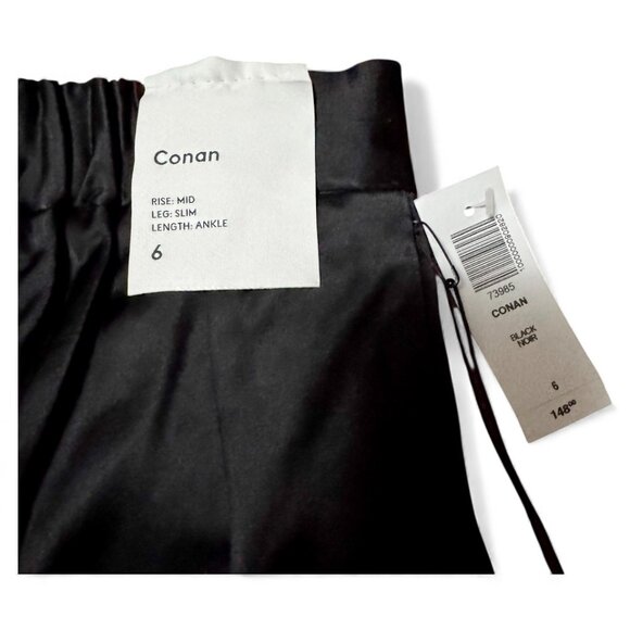 NWT Aritzia Babaton Atelier Black Satin Conan Pant Women's Size 6 - Picture 9 of 10